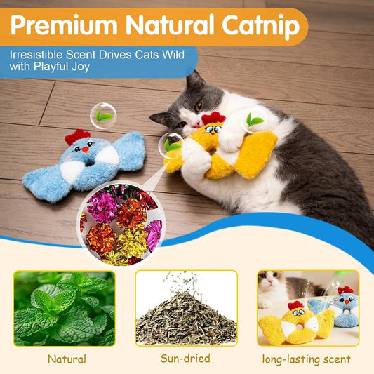 Cat Toys Bird, Catnip Toys for Indoor Cats, 3 Pack, 8.66 Inches