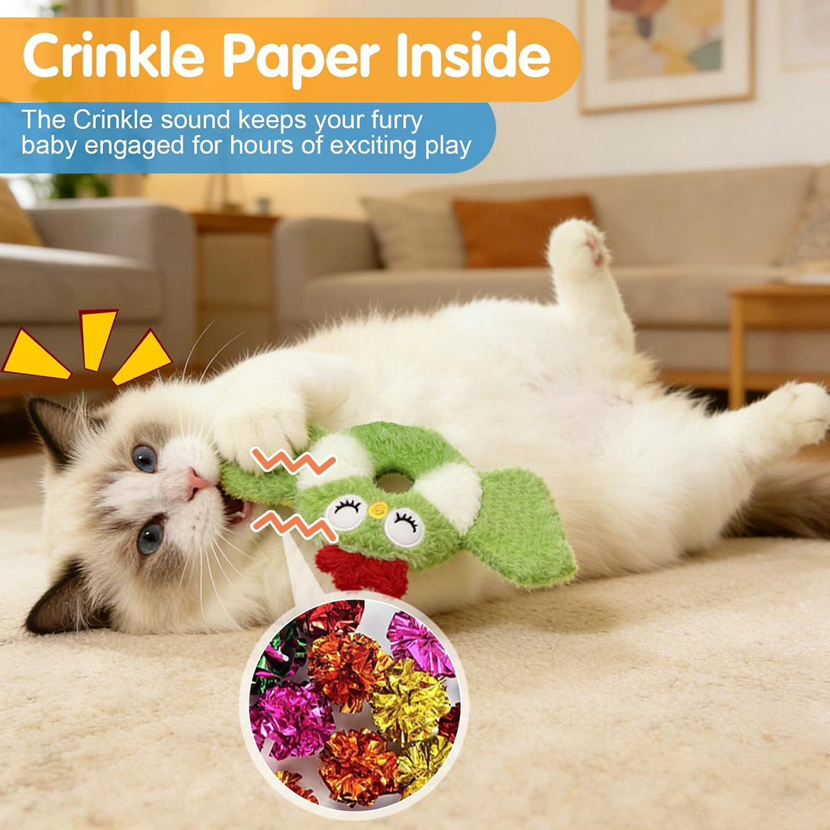 Cat Toys Bird, Catnip Toys for Indoor Cats, 3 Pack, 8.66 Inches