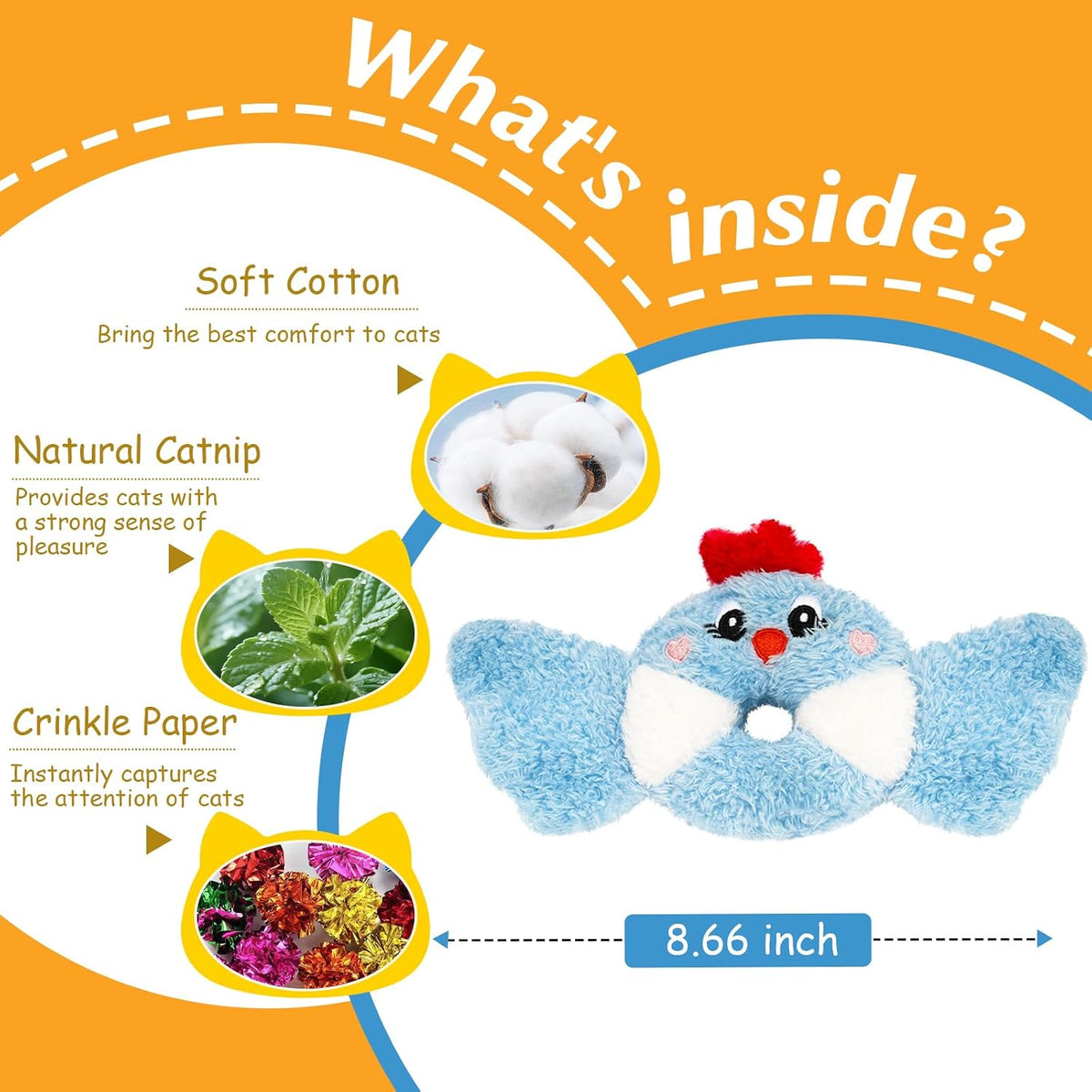 Cat Toys Bird, Catnip Toys for Indoor Cats, 3 Pack, 8.66 Inches